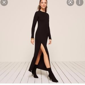 Anastasia ribbed maxi slit dress
